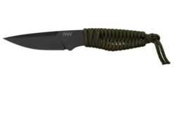ANV Knives P100 Sleipner Cerakote, Olive Paracord, P100-039, Black Kydex Sheath, Neck Knife