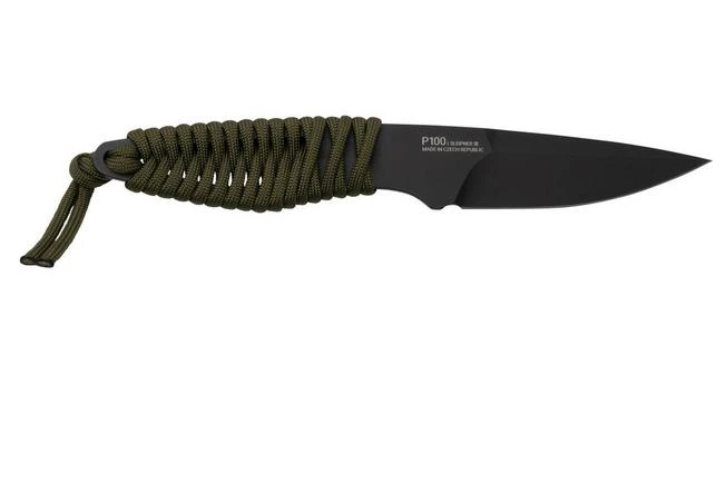 ANV Knives P100 Sleipner Cerakote, Olive Paracord, P100-039, Black Kydex Sheath, Neck Knife - Image 2