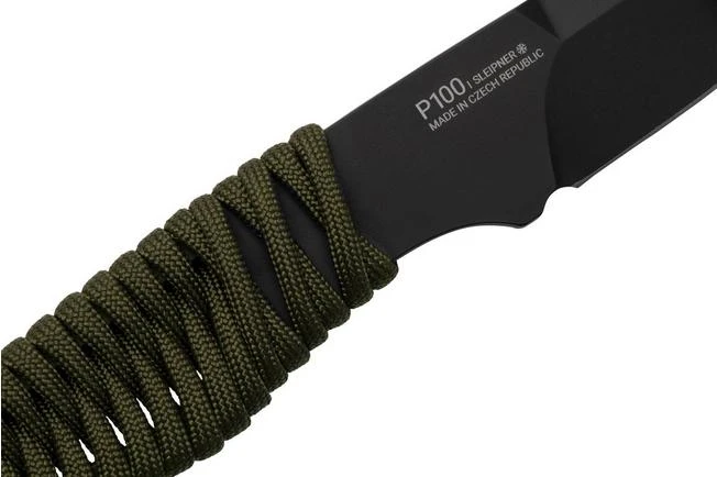 ANV Knives P100 Sleipner Cerakote, Olive Paracord, P100-039, Black Kydex Sheath, Neck Knife - Image 5