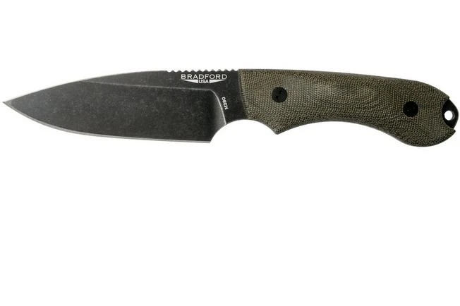 Bradford Knives 3D OD Green Micarta, Guardian4, Sabre, Nimbus Finish, Black Fasteners
