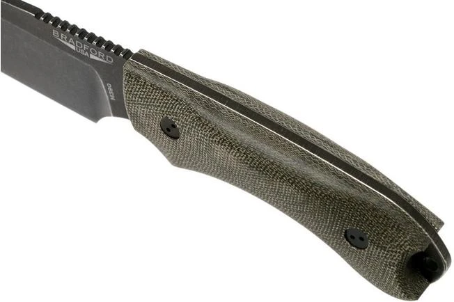 Bradford Knives 3D OD Green Micarta, Guardian4, Sabre, Nimbus Finish, Black Fasteners - Image 5