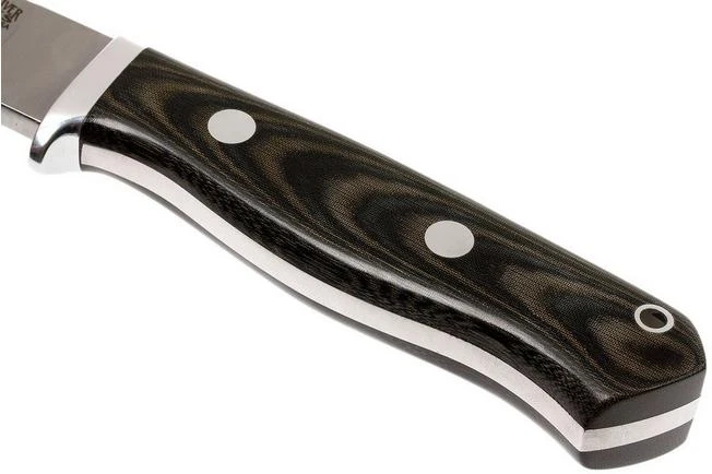Bark River GamesKeeper A2, Black Green Linen Micarta, Brown Sheath - Image 4