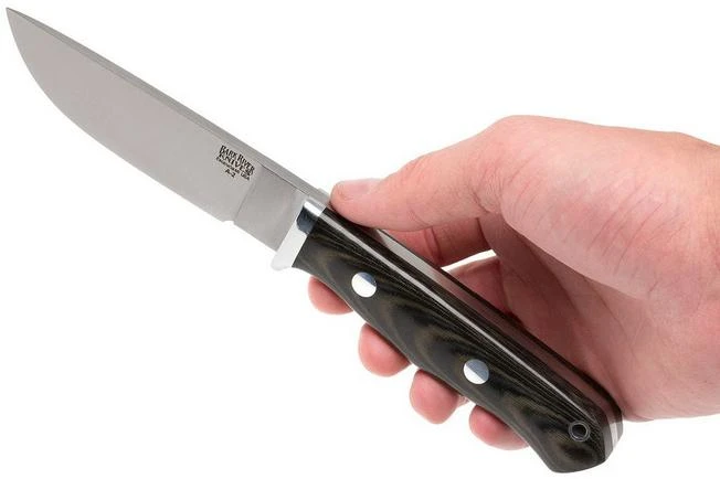 Bark River GamesKeeper A2, Black Green Linen Micarta, Brown Sheath - Image 6