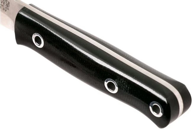 Bark River Mini Bushcrafter CPM 3V, Black Canvas Micarta, Hollow Pins - Image 5