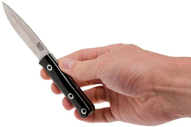 Bark River Mini Bushcrafter CPM 3V, Black Canvas Micarta, Hollow Pins - Image 6