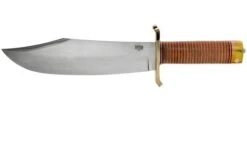 Bark River V-44 Bowie A2 Stacked Leather, Brass Double Quillion, Bowie-knife