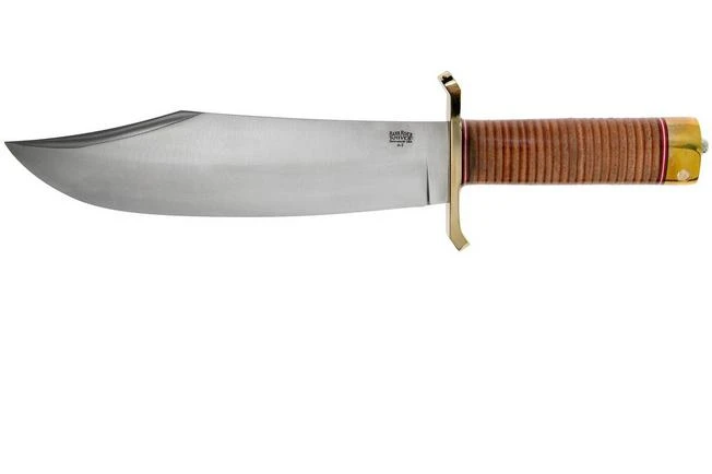 Bark River V-44 Bowie A2 Stacked Leather, Brass Double Quillion, Bowie-knife