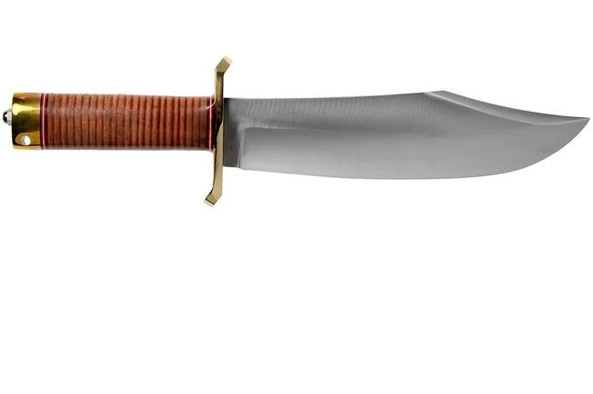 Bark River V-44 Bowie A2 Stacked Leather, Brass Double Quillion, Bowie-knife - Image 2