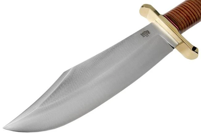 Bark River V-44 Bowie A2 Stacked Leather, Brass Double Quillion, Bowie-knife - Image 3