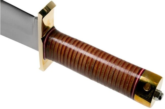Bark River V-44 Bowie A2 Stacked Leather, Brass Double Quillion, Bowie-knife - Image 4