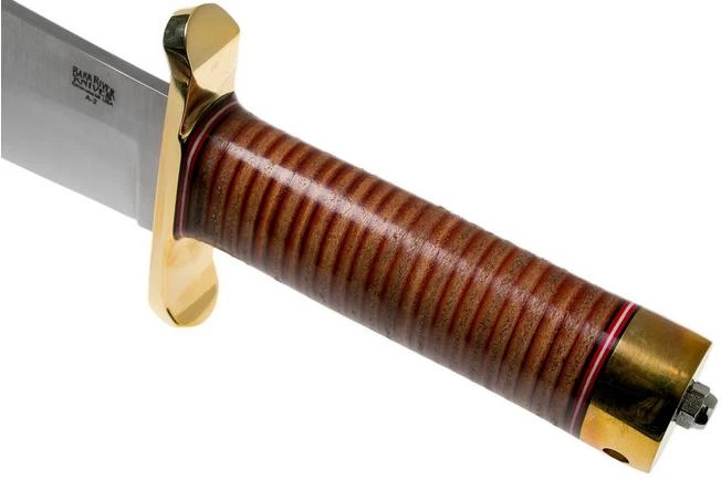 Bark River V-44 Bowie A2 Stacked Leather, Brass Double Quillion, Bowie-knife - Image 5
