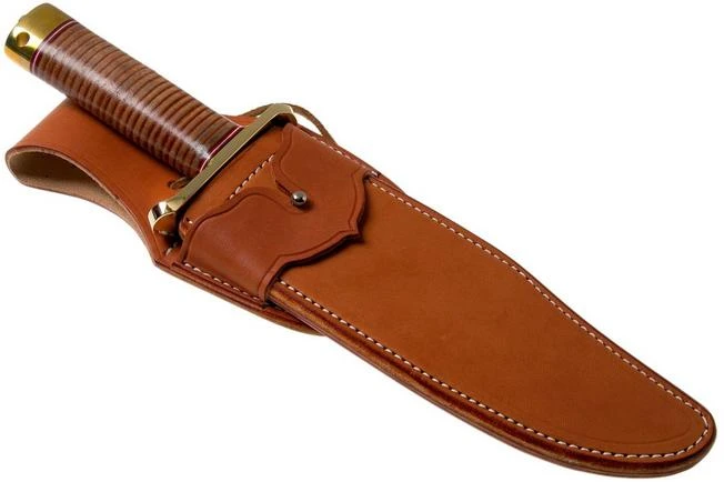 Bark River V-44 Bowie A2 Stacked Leather, Brass Double Quillion, Bowie-knife - Image 6