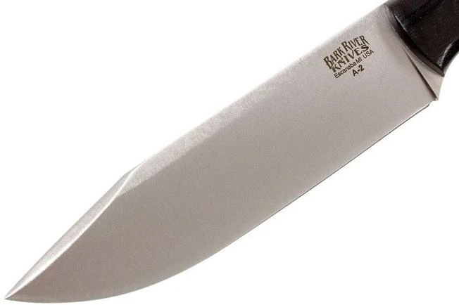 Bark River Sahara Hunter A2, Black Linen Micarta, Brown Sheath - Image 3