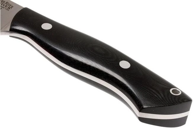 Bark River Sahara Hunter A2, Black Linen Micarta, Brown Sheath - Image 4