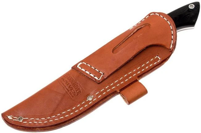 Bark River Sahara Hunter A2, Black Linen Micarta, Brown Sheath - Image 8