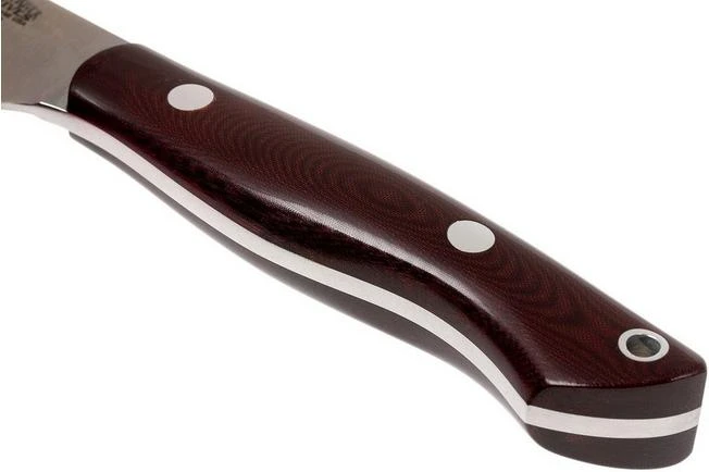 Bark River Kalahari Bushman A2, Maroon Linen Micarta, Brown Sheath - Image 4