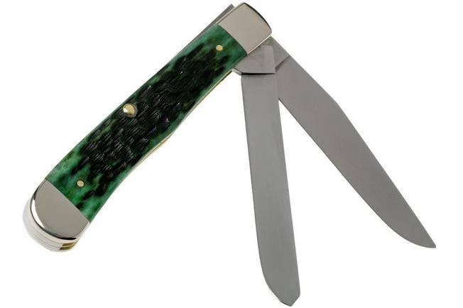 Case Trapper Pocket Worn Bermuda Green Bone, Peach Seed Jig, 09720, 6254 SS Pocket Knife - Image 2