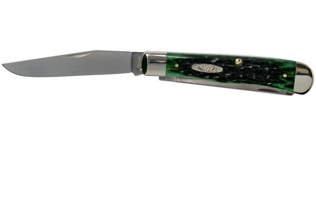 Case Trapper Pocket Worn Bermuda Green Bone, Peach Seed Jig, 09720, 6254 SS Pocket Knife - Image 3