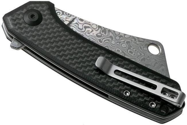 Civivi Mini Mastodon C2011DS-1 Damascus, Carbon Fibre & Black G10 Pocket Knife - Image 4