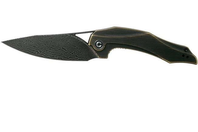 Civivi Plethiros C904DS-3 Damascus, Brass Pocket Knife, Elijah Isham Design