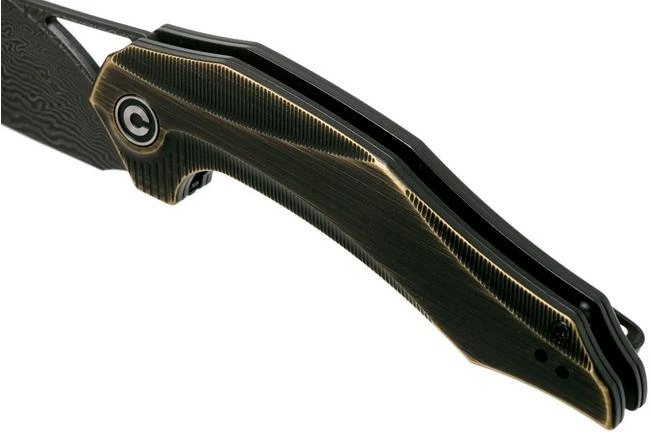 Civivi Plethiros C904DS-3 Damascus, Brass Pocket Knife, Elijah Isham Design - Image 7