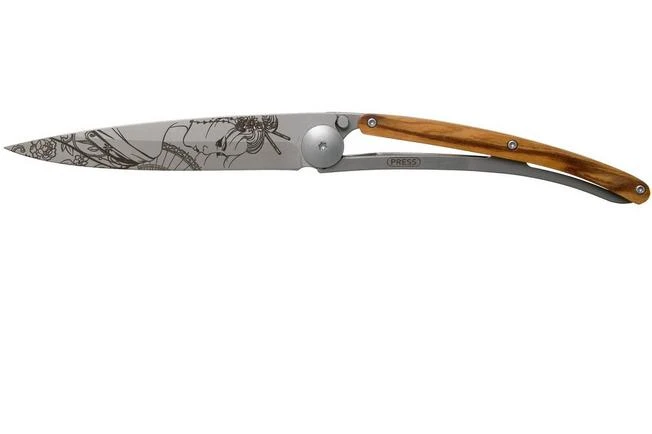 Deejo Tattoo 37g, Olive, Geisha 1CB000066 Pocket Knife