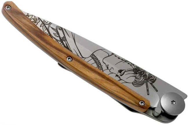 Deejo Tattoo 37g, Olive, Geisha 1CB000066 Pocket Knife - Image 4