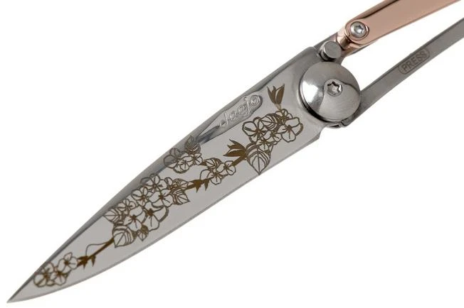 Deejo Tattoo Gold Black 27g, Pink Gold Gilded, Cherry Blossom DJ9AM000023 Pocket Knife - Image 3