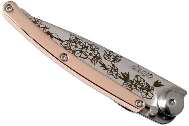 Deejo Tattoo Gold Black 27g, Pink Gold Gilded, Cherry Blossom DJ9AM000023 Pocket Knife - Image 4