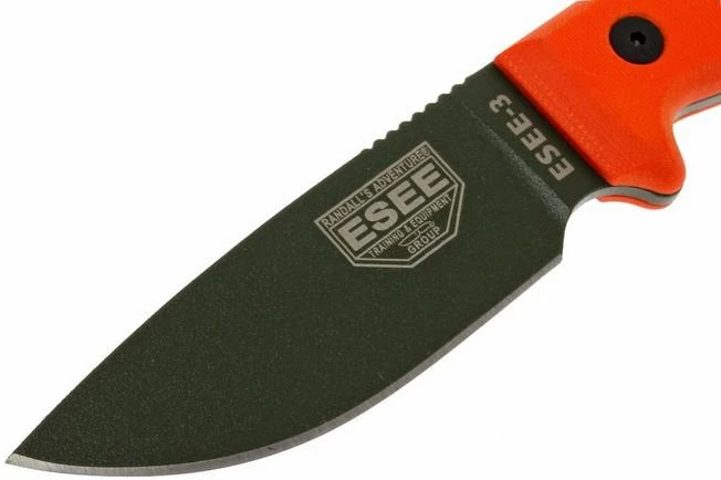 ESEE Model 3 OD Blade, Orange Handle 3P-KO-OD Survival Knife Without Sheath - Image 2