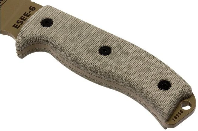 ESEE Model 6 Desert Tan Blade 6P-DE Survival Knife With Black Sheath + Belt Clip - Image 4