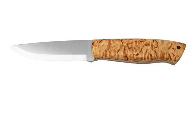 Brisa Trapper 95, N690Co Scandi, Stabilized Curly Birch, Fixed Knife