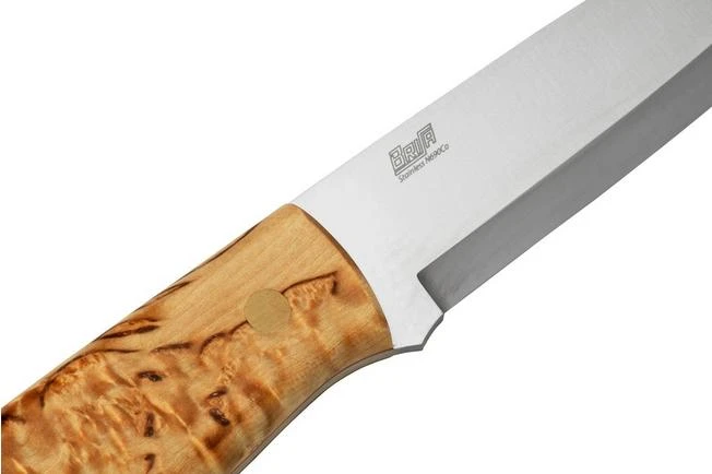 Brisa Trapper 95, N690Co Scandi, Stabilized Curly Birch, Fixed Knife - Image 5
