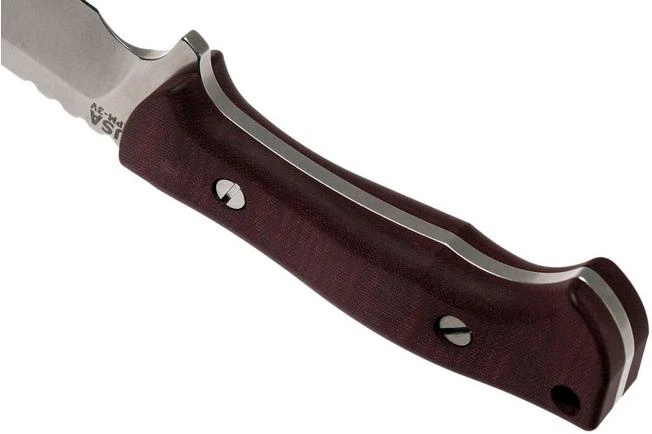 Rick Hinderer Ranch Bowie Burgundy Canvas Micarta, Stonewashed, Bowie Knife - Image 4
