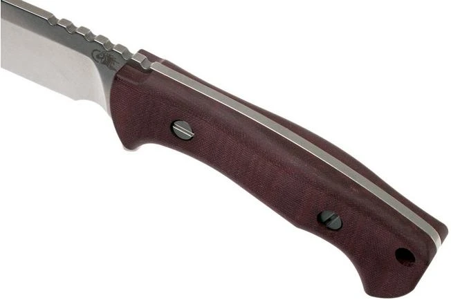 Rick Hinderer Ranch Bowie Burgundy Canvas Micarta, Stonewashed, Bowie Knife - Image 5