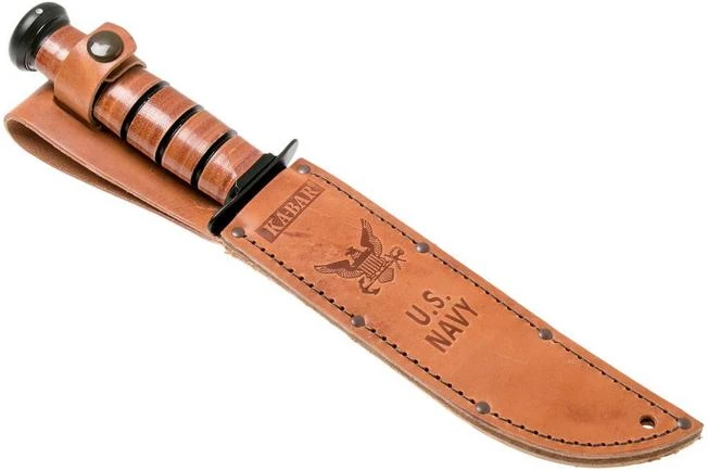 KA-BAR U.S. Navy Knife 1225 Fixed Knife, Leather Sheath - Image 7
