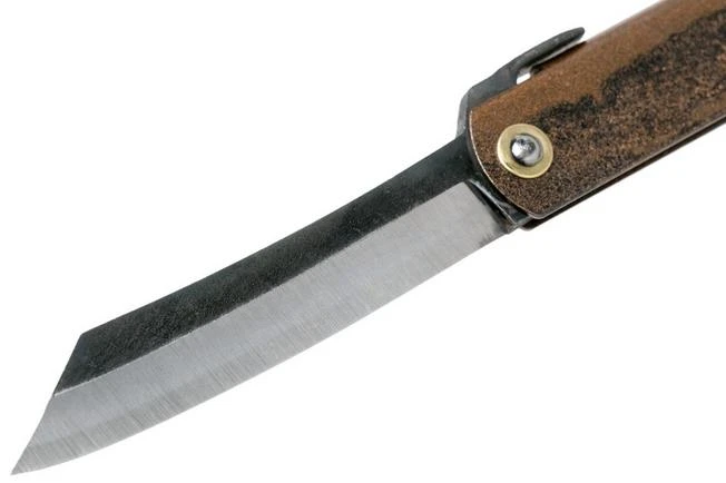 Higonokami Pocket Knife 7.3 Cm HIGOC2B, Blue Paper Steel, Brown Black Glitter - Image 3