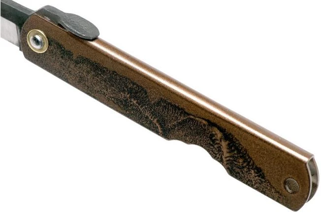 Higonokami Pocket Knife 7.3 Cm HIGOC2B, Blue Paper Steel, Brown Black Glitter - Image 6