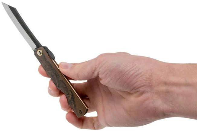 Higonokami Pocket Knife 7.3 Cm HIGOC2B, Blue Paper Steel, Brown Black Glitter - Image 7