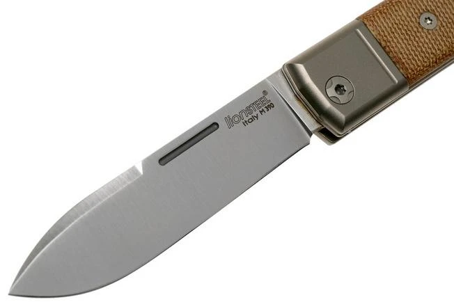 Lionsteel BestMan BM2 CVN Natural Canvas Micarta Slipjoint Pocket Knife - Image 3