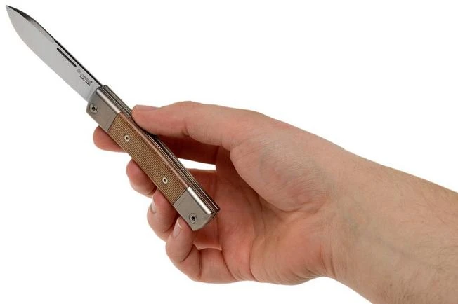 Lionsteel BestMan BM2 CVN Natural Canvas Micarta Slipjoint Pocket Knife - Image 8