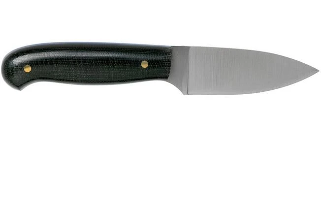 LT Wright Patriot, A2, Polished Black Micarta, Blue Liners, Leather Sheath, Outdoor Knife - Image 2
