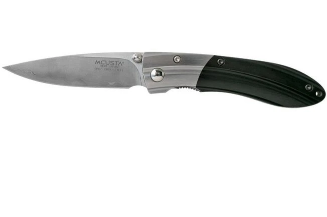 Mcusta MC-142G Ripple, SPG2 Black Pakka Wood Pocket Knife