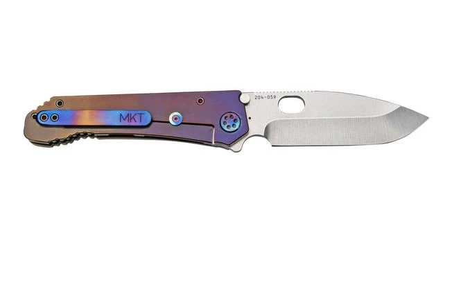 Medford 187 DP D2, Tumbled Drop Point, Bronze Violet Fade Lightning Handle, Flamed Hardware Pocket Knife - Image 2