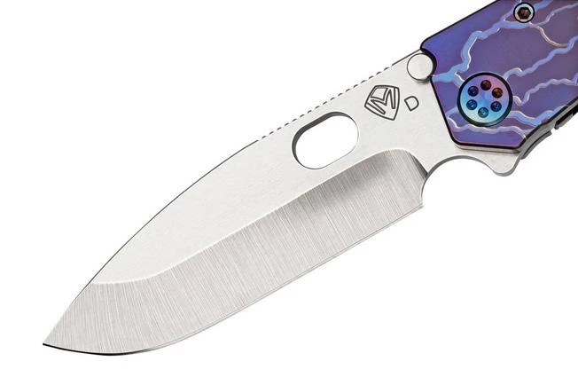 Medford 187 DP D2, Tumbled Drop Point, Bronze Violet Fade Lightning Handle, Flamed Hardware Pocket Knife - Image 3
