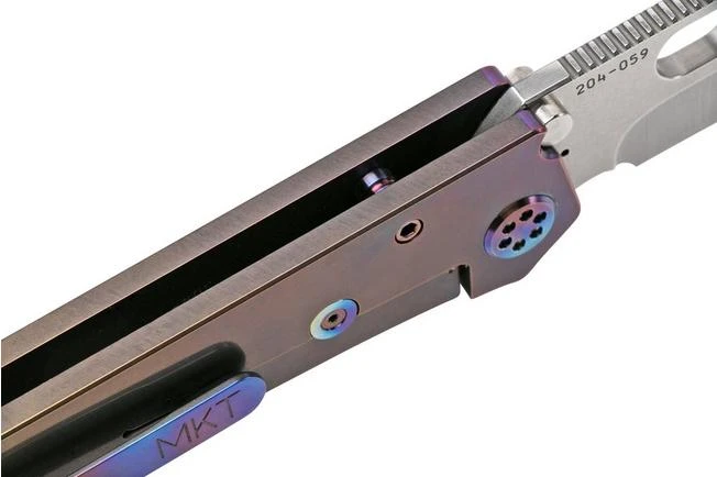Medford 187 DP D2, Tumbled Drop Point, Bronze Violet Fade Lightning Handle, Flamed Hardware Pocket Knife - Image 7