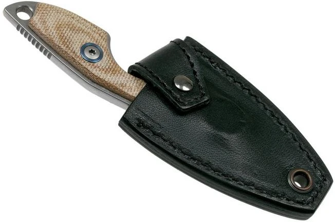 MKM Mikro 1 Drop, Stonewashed Natural Canvas Micarta Neck Knife, Jesper Voxnaes Design - Image 6