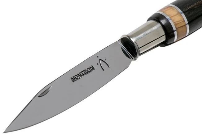 Nontron No. 25 Nickel Silver Turning Ferrule, Marquetry Ebony Olivewood, Ball Shape NN25BOEBOL Pocket Knife - Image 3