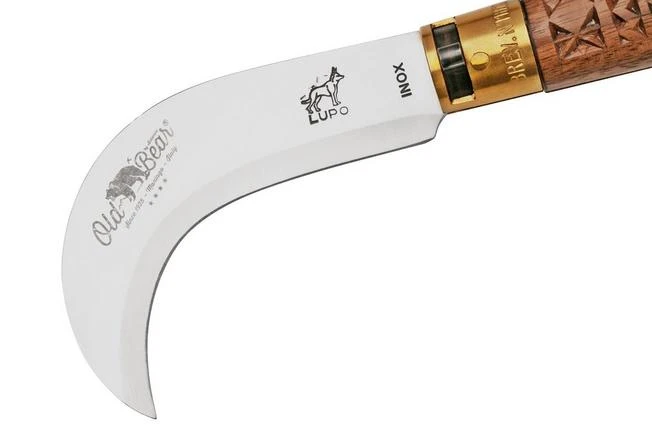 Old Bear Pruning Carved Walnut L, 9747-21-LNI Pruning Knife - Image 3