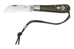 Otter Anchor Knife 172 R LB Large Stainless, Smoked Oak, Stainless Anchor, Leather Strap, Pocket Knife